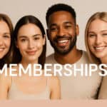 Diverse group of smiling individuals representing health and wellness memberships.